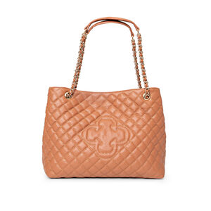 BOLSA HOBO CARAMELO DE COURO MATELASSÊ CARINA
