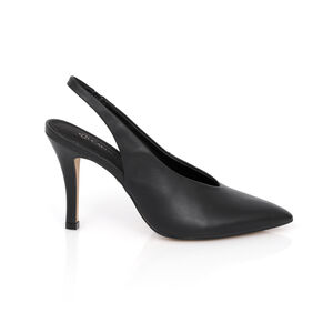 SCARPIN SLINGBACK PRETO DE COURO