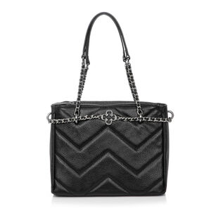 BOLSA PRETA MÉDIA DE COURO TOTE