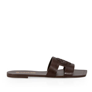 CHINELO BICO QUADRADO COURO CACAO