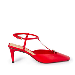 SCARPIN SLINGBACK VERMELHA RUBI DE COURO
