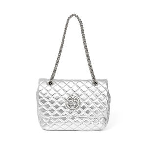 BOLSA OLÍVIA SHOULDER BAG PRATA DE COURO MATELASSÊ