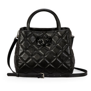BOLSA TOTE MATELASS&Ecirc; COURO PRETA