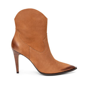 BOTA SALTO ALTO E FINO CARAMELO DE COURO NOBUCK