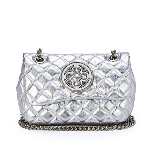 BOLSA PEQUENA PRATA METALIZADA DE COURO MATELASSÊ