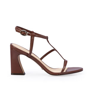 SAND&Aacute;LIA SALTO ALTO MARROM &Eacute;BANO DE COURO