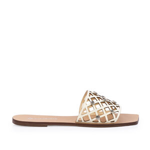 CHINELO SLIDE BRANCO DUNA DE COURO VAZADO