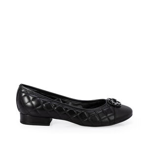 SCARPIN SALTO BAIXO DE COURO PRETO MATELASSÊ