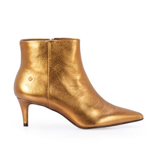 BOTA COURO CANO CURTO BRONZE SALTO M&Eacute;DIO FINO