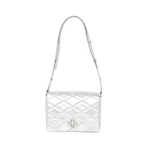 BOLSA PRATA DE COURO SHOULDER BAG