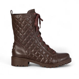 BOTA COTURNO CARAMELO TOBACCO DE COURO MATELASSÊ