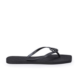 CHINELO DE DEDO BICO QUADRADO PRETO MONOGRAMA
