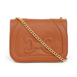 BOLSA DE COURO CAMEL SHOULDER BAG
