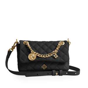 BOLSA PEQUENA TIRACOLO SHOULDER BAG PRETA DE COURO MATELASS&Ecirc;