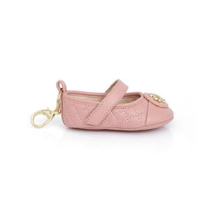 SAPATILHA BEBÊ COURO ROSÊ MATELASSÊ VELCRO