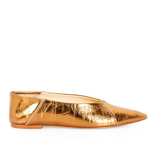 SAPATILHA BICO FINO BRONZE COURO METALIZADO