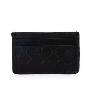 PORTA CARTÃO PRETO DE COURO MONOGRAMA