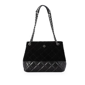 BOLSA PRETA COURO SUEDE MATELASS&Ecirc; HOBO