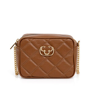 BOLSA SHOULDER BAG MARROM DE COURO AL&Ccedil;A CORRENTE