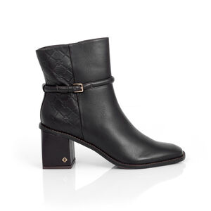 BOTA SALTO BLOCO DE COURO MARROM TOBACCO MONOGRAMA