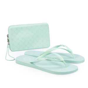 KIT CHINELO DE DEDO VERDE MATCHA + PORTA CELULAR MONOGRAMA