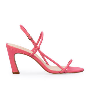 SAND&Aacute;LIA SALTO M&Eacute;DIO COURO ROSA PAPAYA