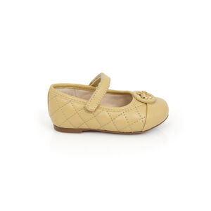 SAPATILHA BEBÊ DE COURO BEGE PECAN MATELASSÊ