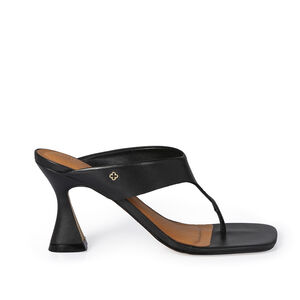 MULE DE COURO SALTO BAIXO PRETO