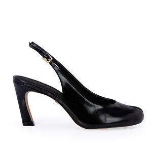 PEEP TOE COURO PRETO SLINGBACK