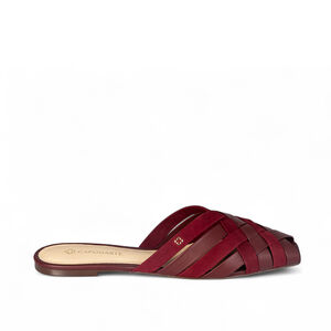 CHINELO RASTEIRO BORDÔ COURO NOBUCK TRAMADO