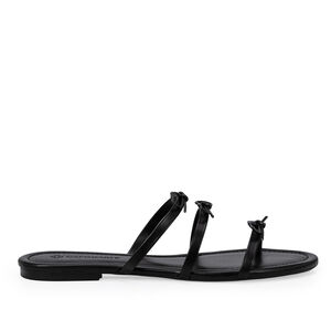 CHINELO RASTEIRO COURO PRETO COM LAÇOS