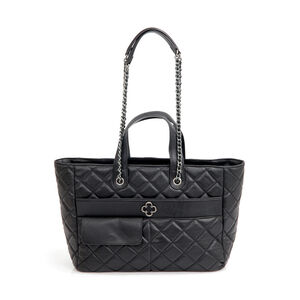 BOLSA GRANDE SHOPPER PRETA DE COURO MATELASSÊ