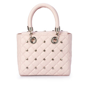 BOLSA PEQUENA ROSA PE&Ocirc;NIA DE COURO TOTE