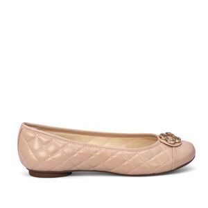 SAPATILHA CATHERINE VINTAGE NUDE SEDA DE COURO MATELASSÊ