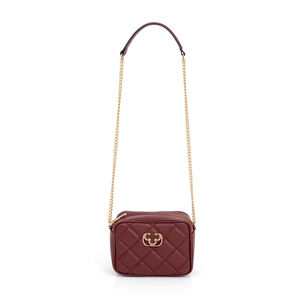 BOLSA SHOULDER BAG DE COURO BORDÔ MATELASSÊ