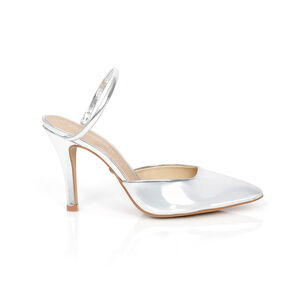 MULE SALTO ALTO PRATA SPECCHIO DE COURO