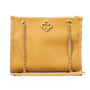 BOLSA M&Eacute;DIA COURO NOBUCK BEGE SAVANA SHOULDER BAG