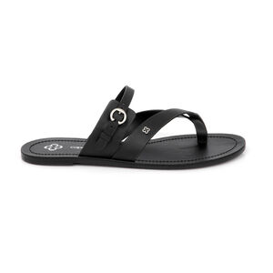 CHINELO RASTEIRA PRETO DE COURO TIRAS