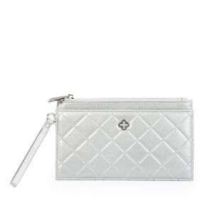 CARTEIRA FEMININA PRATEADA METALIZADA MATELASS&Ecirc;