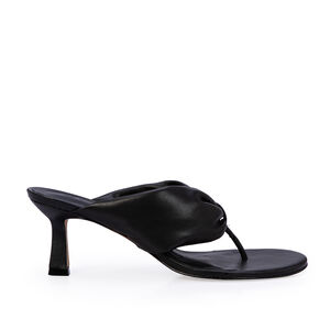 MULE SALTO M&Eacute;DIO PRETA COURO PUFFER