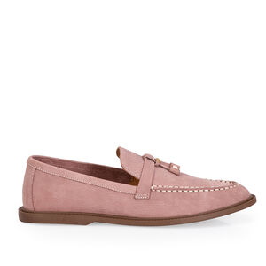 LOAFER MOCASSIM ROSE DE COURO NOBUCK