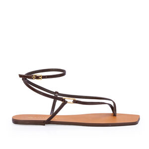 SAND&Aacute;LIA RASTEIRA COURO MARROM BICO QUADRADO