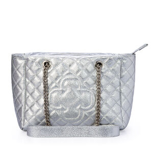 BOLSA PRATA DE COURO MATELASSÊ HOBO