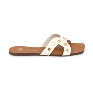 CHINELO RASTEIRO BEGE RÁFIA CROCO