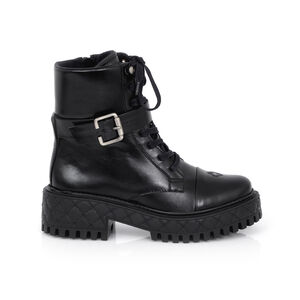 BOTA COTURNO PRETA DE COURO TRATORADA