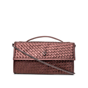 BOLSA CLUTCH MARROM DE COURO TRESSÊ