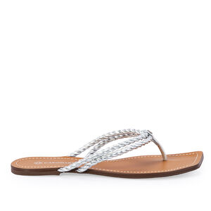 CHINELO RASTEIRO PRATEADO TIRAS DUPLAS