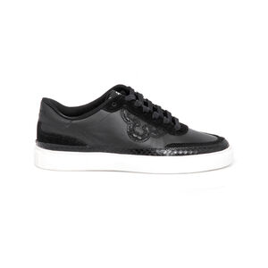 TÊNIS PRETO COURO AMARRAÇÃO FEMININO