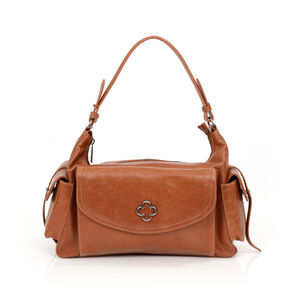BOLSA MÉDIA DE COURO CARAMELO TOTE