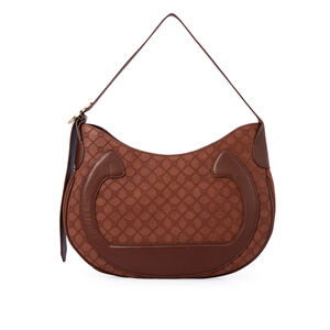 BOLSA M&Eacute;DIA MARROM &Eacute;BANO DE COURO HOBO